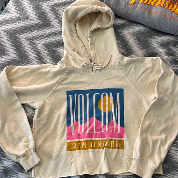 Volcom Cream Hoodie with Colorful Graphic - Picture 1 of 3
